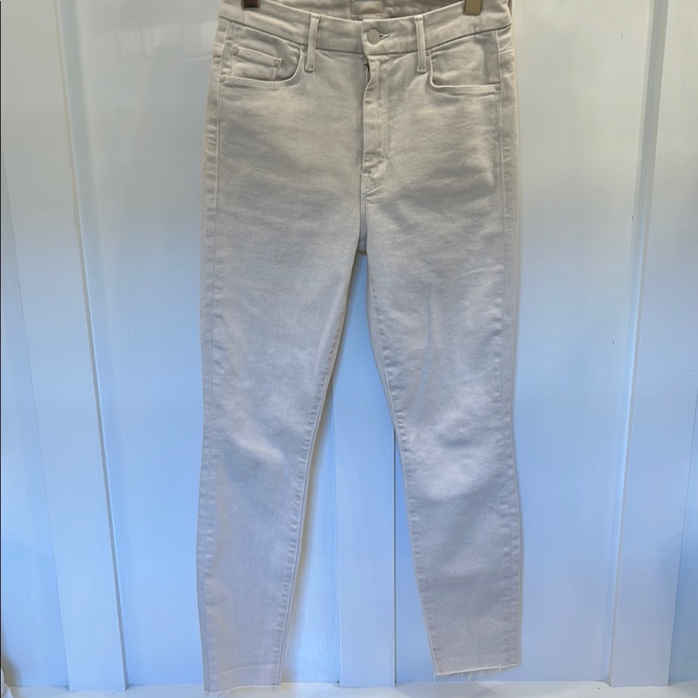 MOTHER Cream Ankle Cropped Jeans
